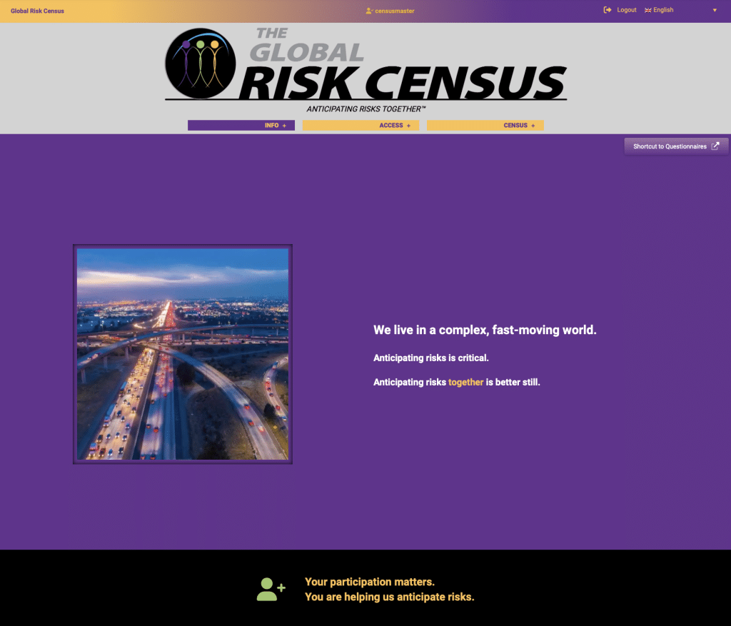 Homepage of The Global Risk Census